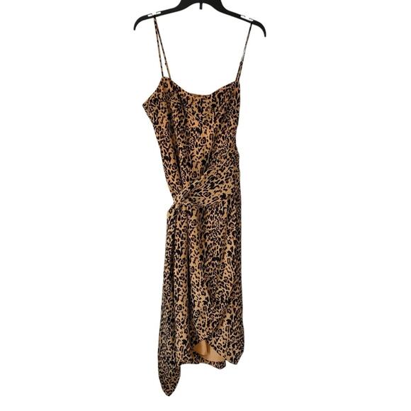 J. Crew NWOTS Silk Leopard Bow Waist Midi Dress size 10 Cheetah Animal Print - Picture 2 of 13